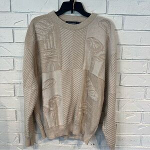 Vintage 90s Carmel Golf Textured Beige Crewneck Sweater Mens XL